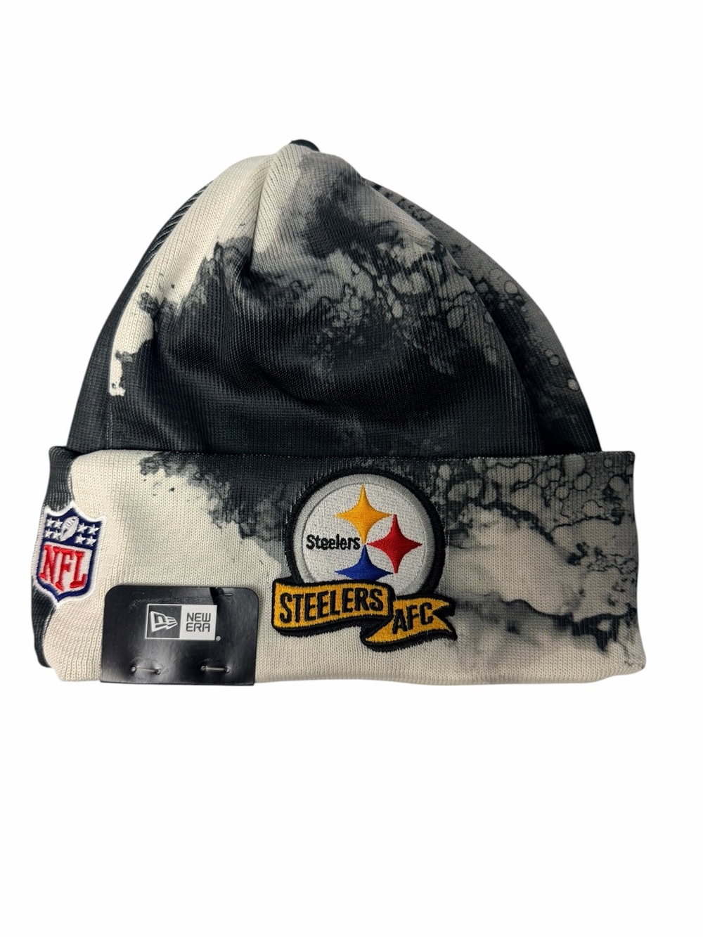 Pittsburgh Steelers New Era Sideline Ink Dye Cuffed Knit Hat Beanie - Black OS - Picture 3 of 7